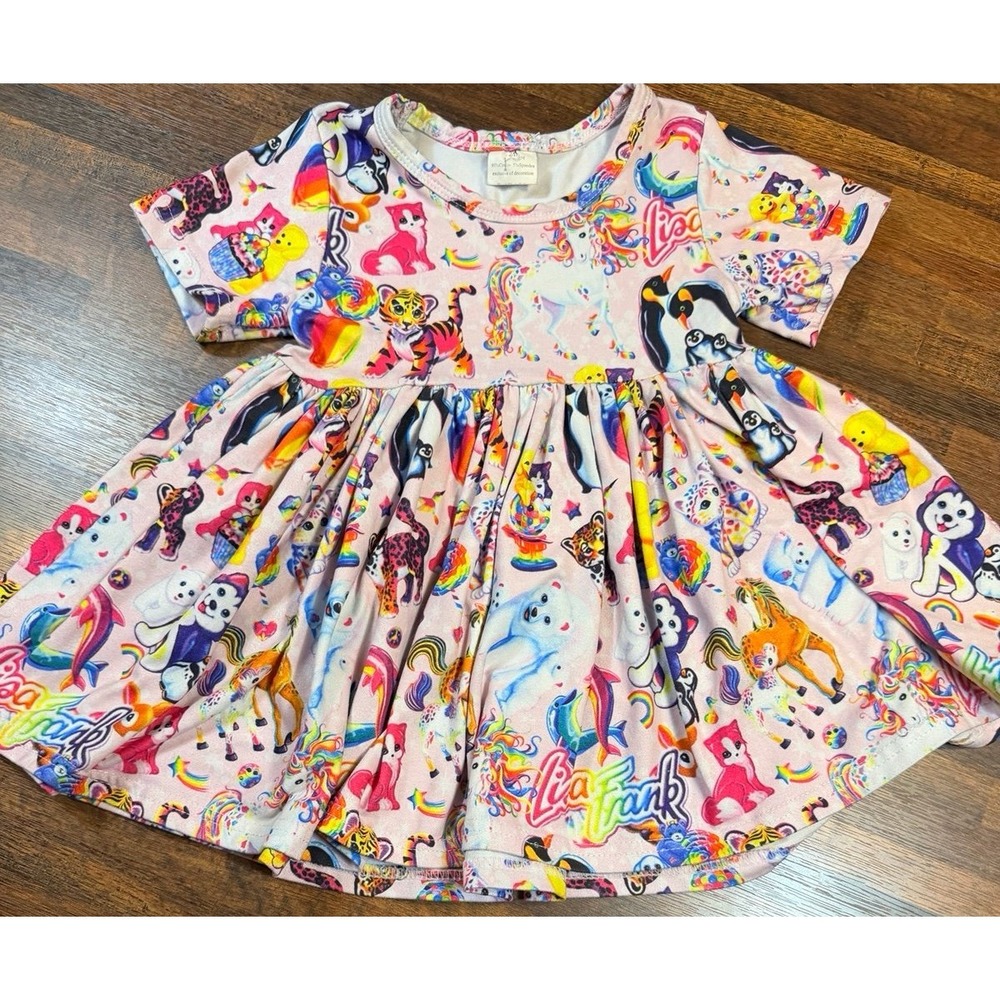 Vintage soft velour Lisa Frank dress toddler dress.  Size 12-2T.  Nostalgic